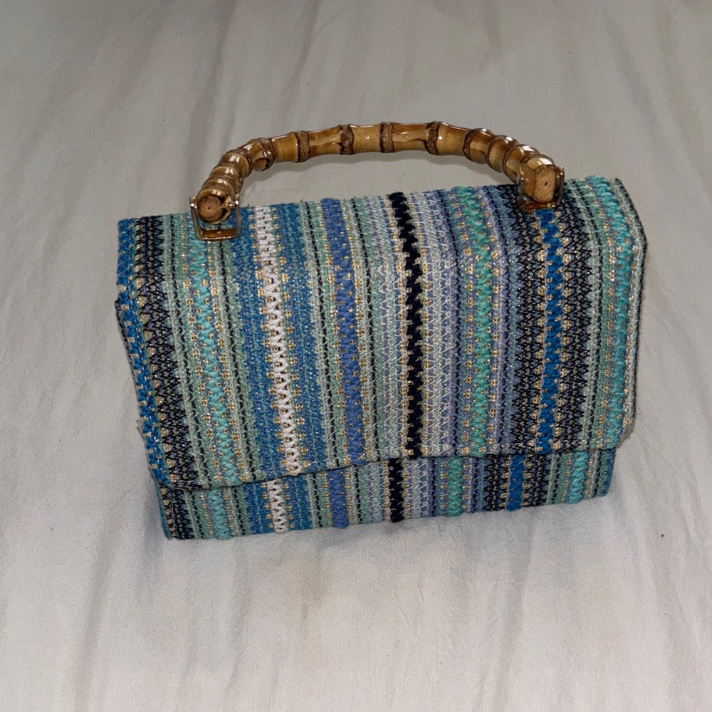 Striped Blue and Green Handbag